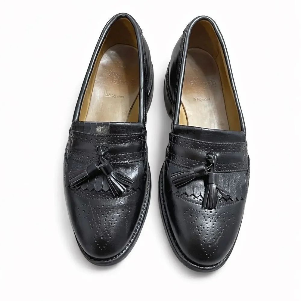 Allen Edmonds Bridgeton Black Brogue Tassel Kiltie Loafers Shoes Size 8 D